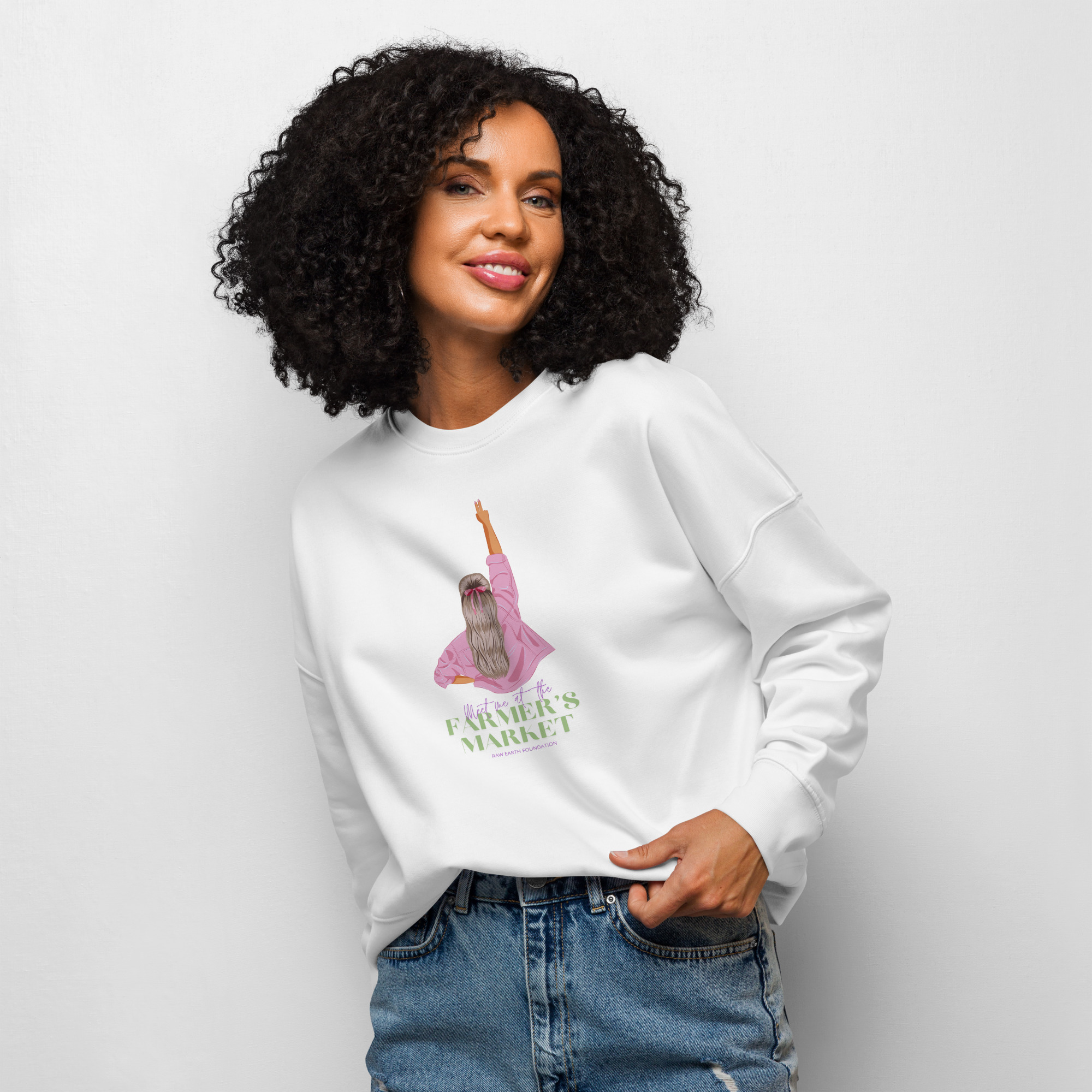Meet Me at the Farmers Market - Women’s organic crew neck sweatshirt - Image 2
